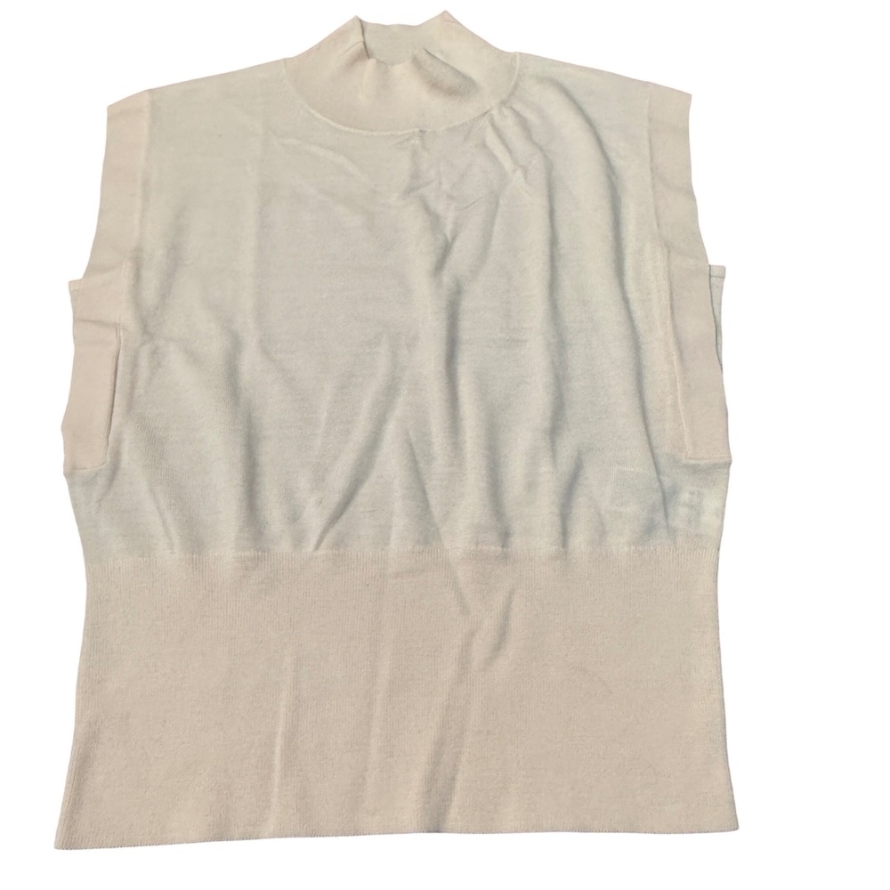 Banana Republic Womens Pale Pink 100% Merino Wool Mock Neck Sleeveless Sweater M